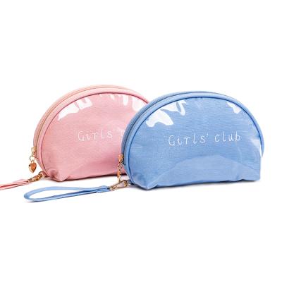 China Custom Simple Letter Printed Design Waterproof Small Mini Bq Logo Fashion Clear Front PVC Makeup Cosmetic Bags Low MOQ for sale