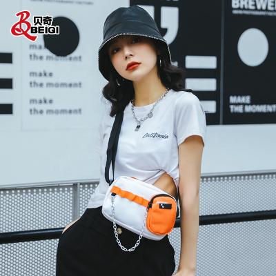 China Polyester+Peach Special Skin Bq Cool Paneled Chains With Purses Design Female Street Fashion Sling Shoulder Casual Messenger Mini Crossbody Bag for sale