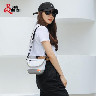 China Special Polyester+Peach Skin Bq Classic Panel Multi-colors Design Mens Girls Party Hip Hop Streetwear Small Sling Mini Crossbody Messenger Bags for sale