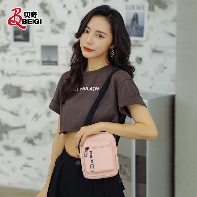 China High Quality Single Messenger Bag Casual Mini Crossbody Phone Bag Bq Letter Printing Polyester Simple Fresh Design Color Small for sale