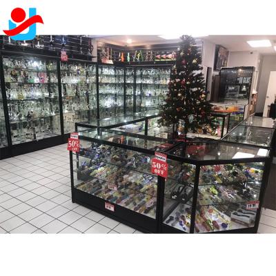 China Sliding Door 4 Layers Display Stand Smoke E Store E Cigarette Display Vape Cbd Oil Display Rack With LED for sale