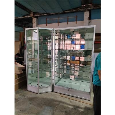 China Aluminum Alloy Smoke Shop Glass Display Cabinet Case LED Light Showcase for sale