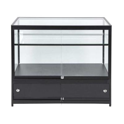 China Titanium Alloy Simple Glass Jewelry Shop Jewelry Display Table Showcase Counter for sale