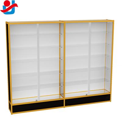 China Specific Design Titanium Alloy Tempered Glass Glass Showcase For Display Shows for sale