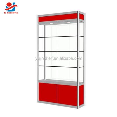 China Display Showcase /Store Lockable Custom Glass Cabinet /Lockable Red Light Showcase for sale