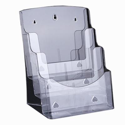 China Retail 4 Layers A5 Stores Clear Book Shelves Plastic Magazine Holder Acrylic Brochure Desktop Magazine Rack for sale