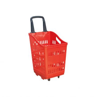 China Supermarket Plastic Rolling Shopping Baskets With Wheels Handle Shipping And Handling - SBS-11 for sale