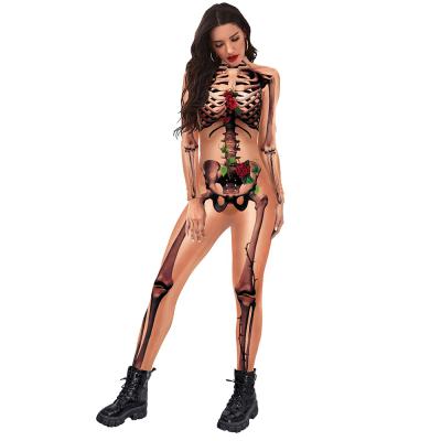 China Stage Fancy 3D Printing Skeleton Design Jumpsuit Halloween Carnival Party Halloween Costume for sale