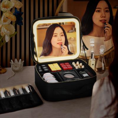 China Fashion Artist Portable Travel Case Makeup Cosmetic Bag With Led Mirror With Light Makeup Case With Lighted Mirror for sale