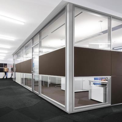 China New Design Modern Cheap Aluminum Frame Office Glass-Glass Partition Wall for sale