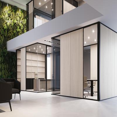 China China Suppliers Modern Wooden Simple Glass Panel Office Aluminum Partition for sale