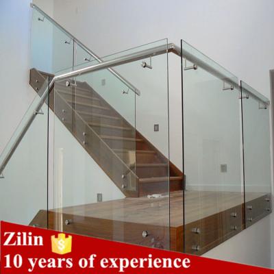 China laminate/tempered glass+stainless steel stair glass railing price,balcony glass balustrade,balustrade fitting for sale