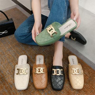 China Fashion Trend High Quality Brand Summer Platform Designer Plates Flat Sandals Ladies Wedding Outdoor Half Slippers Shoes for sale