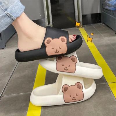 China Comfortable Kids Teddy Bear Smile Fluffy Slippers Summer Fashion Trend Bedroom Chinese Pillow Slide for Women and Men for sale