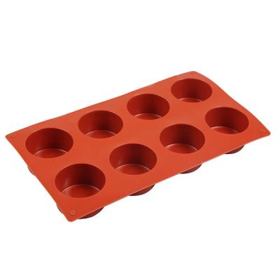 China 8 Round Cavity Chocolate Cookie Viable Silicone Baking Molds For Baking Round Cylinder Silicone Molds for sale