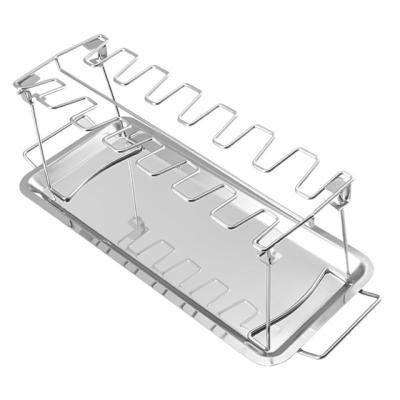 China Wholesale 430 Tray Easily Cleaned Outdoor BBQ Tool Folded Stainless Steel Chicken Leg Rack Grill for sale