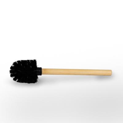 China Sustainable Household Plastic Round Bathroom Toilet Brush And Holder Set Cleaning Kit With Wooden Handle for sale