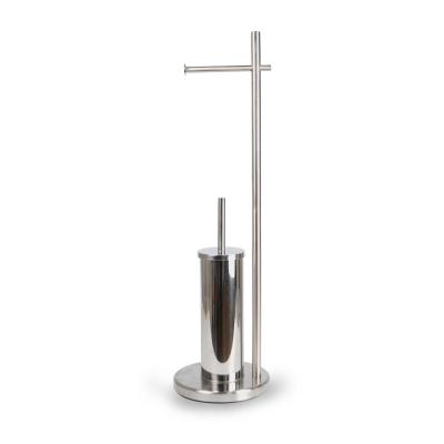 China Factory Direct Eco-friendly Paper Towels Holder Stainless Steel Standing Toilet Paper Holder With Water Drop Toilet Brush for sale