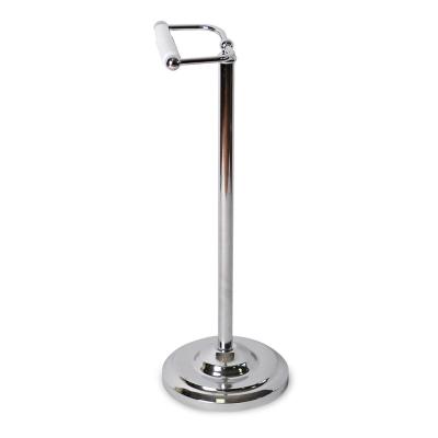 China New Eco-friendly Design Vertical Stainless Steel Free Standing Toilet Paper Holder for sale