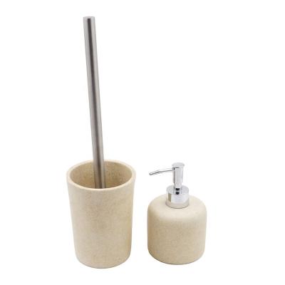 China Viable Home Wholesale Luxury 2 Pcs Ceramic Marble Design Bathroom Accessory Set for sale