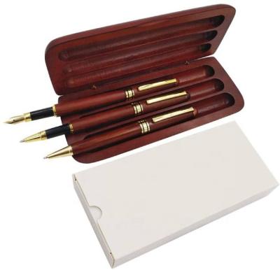 China Colleagues SmallOrders G060107 Colleagues 3 Pieces Wooden Set With Best Promotion Pen Business Luxury Gift Box Fancy Inscription Tip for sale