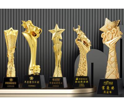 China New New SmallOrders G020303 Chinese Creative Creative Custom Made Chinese Crystal Trophy Metal Resin Craft Printed with Lettering Custom Pentagon Trophy Medal for sale