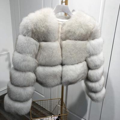 China Popular ODM Stylish Fox Fur Coat Women Winter Anti-Wrinkle 100% Real Warm Outwear With Warmth Genuine Fox Fur Coat for sale