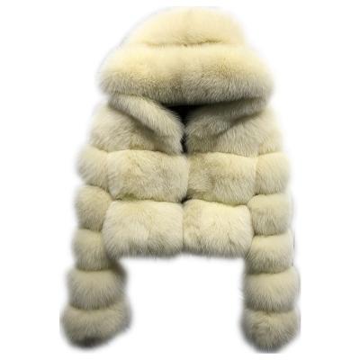 China Anti-wrinkle winter warm clothing hot sale oversized shorts real fox fur coat marble women warm soft hooded fox fur coat for sale