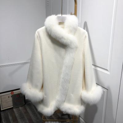 China Fashion Waterproof Winter Wool Coat Coat Warm Casual Fox Fur With Fur Collar Women Double Sided Cashmere Coat for sale