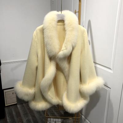 China Fashion Waterproof Winter Wool Coat Coat Warm Casual Fox Fur With Fur Collar Women Double Sided Cashmere Coat for sale