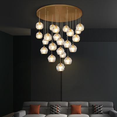 China Creative Nordic Crystal Led Light Source Pendant Light Villa Living Room Lamps Chandeliers Modern Hot Selling Minimalist for sale