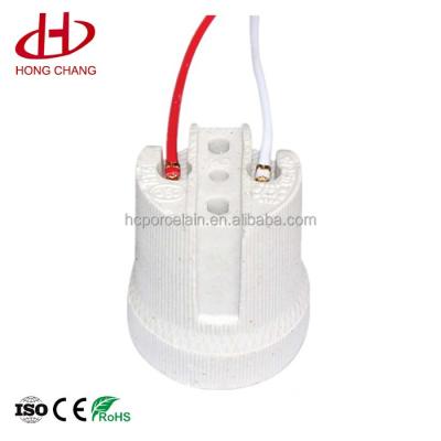 China Hot Selling Quality Screw Cap Lamp Bulb Holder E27 E27 519 Ceramic Lamp Holder With Wire Lamp Holder Pendant Led Light Base for sale