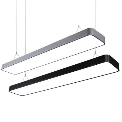 China Modern Rectangular Black Ceiling Lamp Classroom Light, Dance Room Light, Office Long Chandelier LED Light for sale