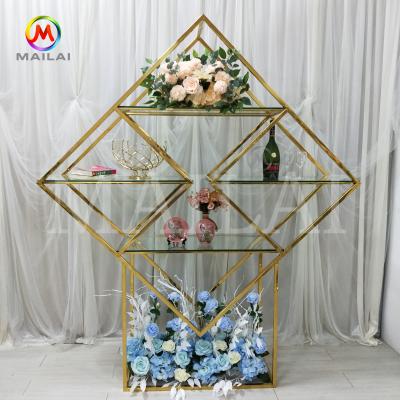 China Factory Sales Stainless Steel Bar Counter Modern Glass Top Wedding Diamond Display Racks for sale