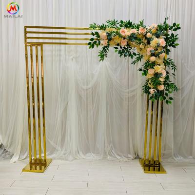 China Modern sales promotion new design stainless steel door shape backdrop wedding stand decoration for sale