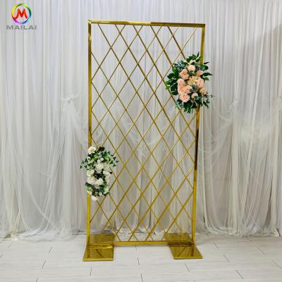 China Modern Promotion Wedding Supplies Stainless Steel Electroplate Gridding Rectangle Backdrop Stage for sale