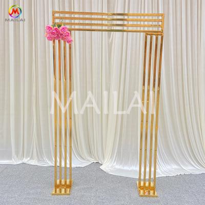 China Modern Event Party Shiny Gold Wedding Arch Frame Stainless Steel Backdrop For Sale for sale