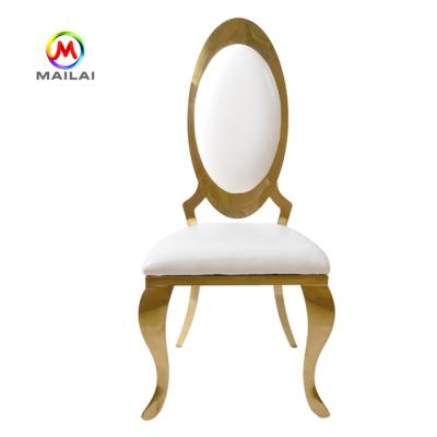 China 2020 White Wedding And Event Chairs Modern Luxury Gold Stainless Steel Round Back Chair For Sale for sale