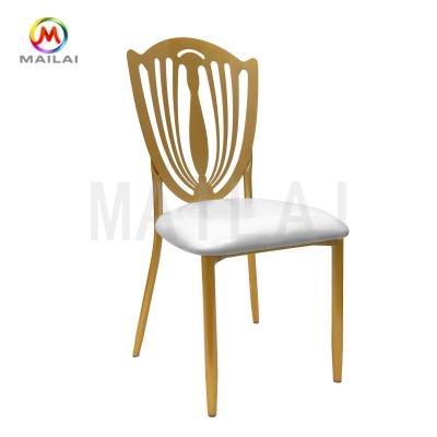 China Wholesale modern metal flower iron chameleon back chair for wedding reception for sale