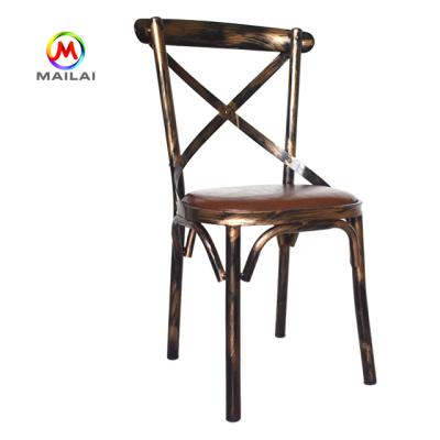 China Vintage Modern Industrial Wedding Chair Metal Cross Back Chair for sale