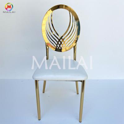 China Modern Mai Lai Hot Sale Dining Chair Iron Wedding Chair For Event Gold Metal Chair for sale