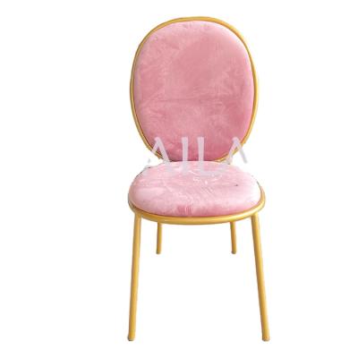 China Contemporary Gold Metal Chair Round Hotel Back Chair With Cushion for sale