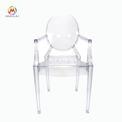 China Rush Wedding Party Wholesale PC Chair Armrest Plastic Ghost Chairs for sale