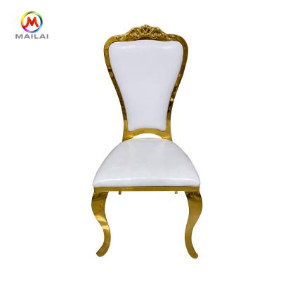 China Modern Hot Sale Gold Price Stainless Steel PU Stainless Steel Cheap Flower Seat Back Luxury Banquet Chair for sale