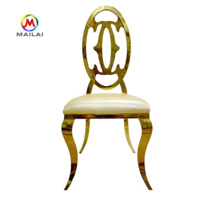 China Gold Modern High Quality Wedding Event I-shape Back Banquet Stainless Steel Chair for sale