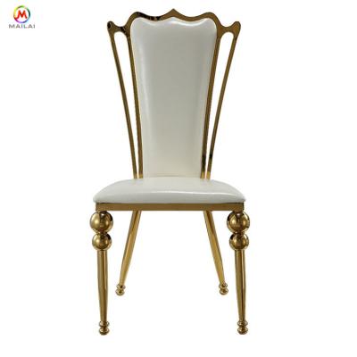 China New Modern Stainless Steel Wedding Decor Dining Squash Foot Peacock Chair for sale