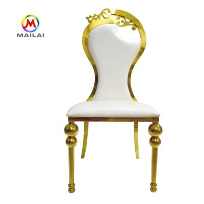 China High Back Stainless Steel Leather Wedding Chair Modern Hot Selling Slim Thin Hotel Dining Furniture for sale