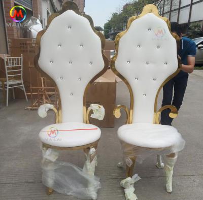 China King Throne Banquet Wedding Back Chair High Modern Stainless Steel Royal Leaf for sale