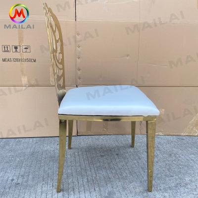 China Wholesale Modern 2021 New Design Gold Stainless Steel Wedding Chairs Wedding Supplier Banquet Chair for sale