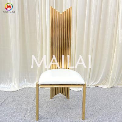 China New Modern Wedding High Chair Stainless Steel Banquet Back Dining Chair for sale